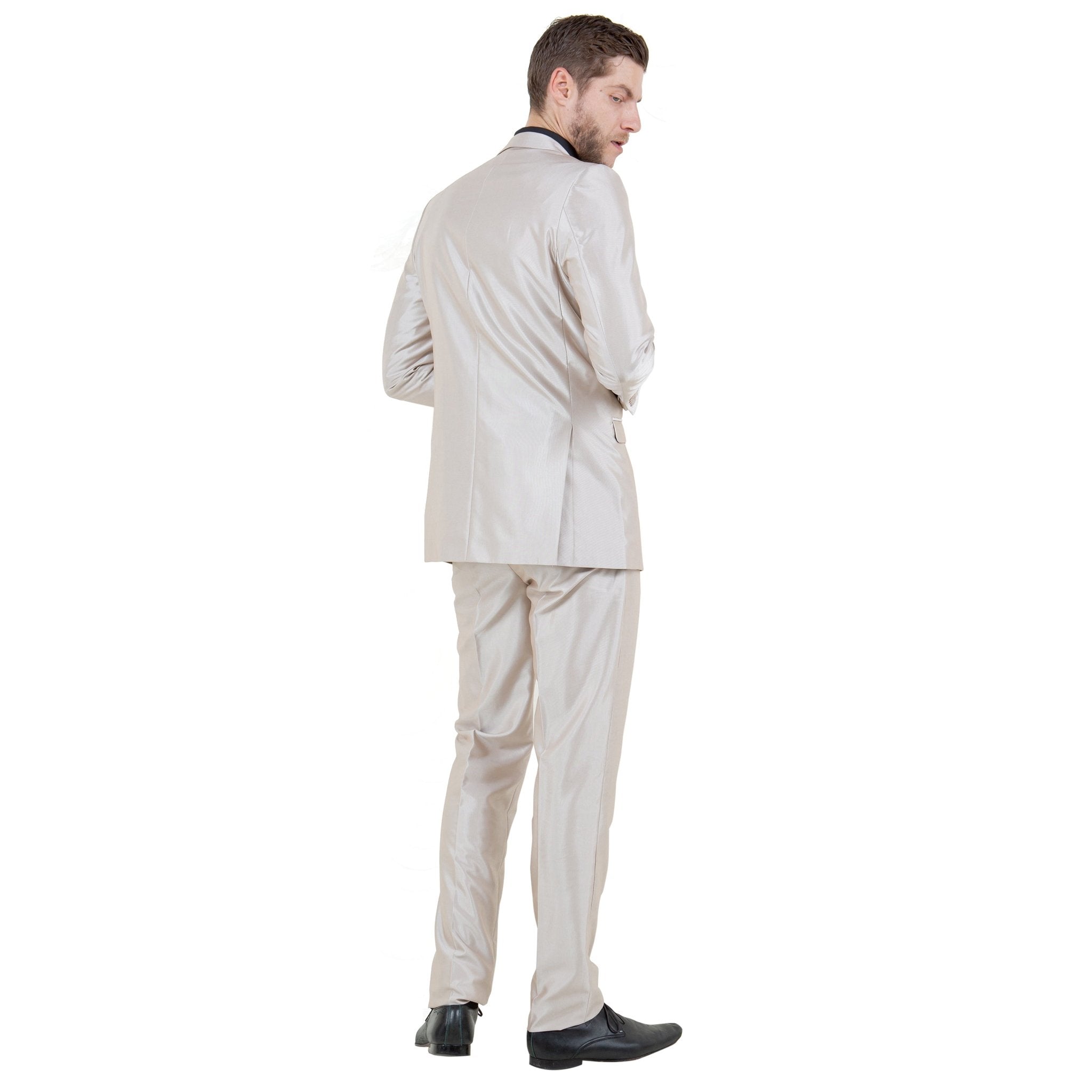 Champagne Men's Sharskin Slim - Fit 3 - Piece Suit - Bundle Bus