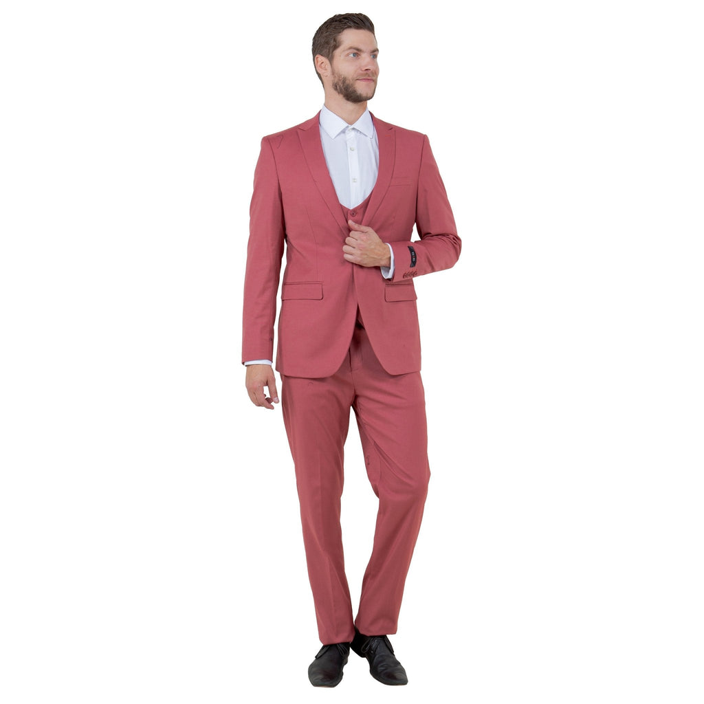 Coral Men's Ultra Slim - Fit 3pc Suit w/ Expandable Waistband - Bundle Bus