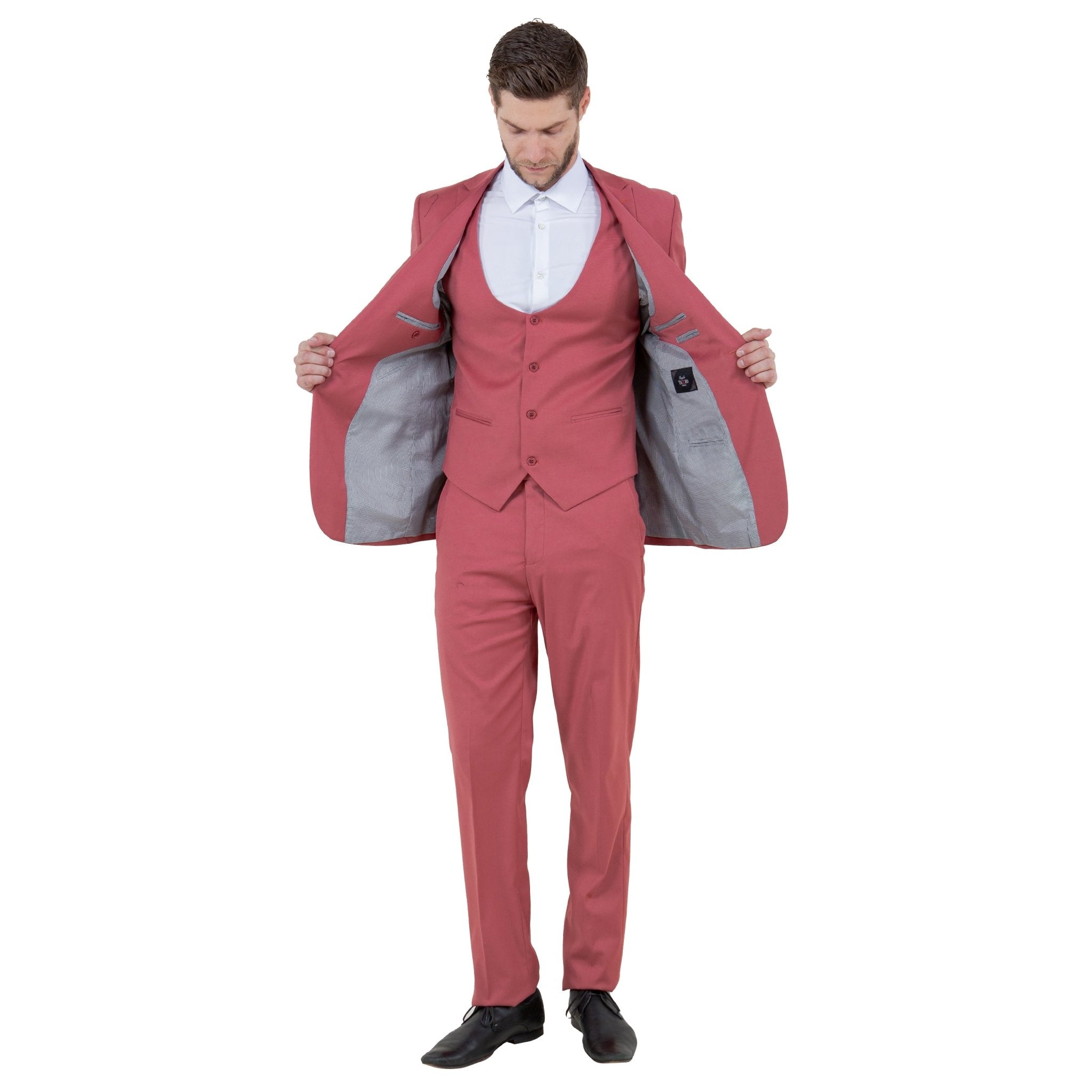 Coral Men's Ultra Slim - Fit 3pc Suit w/ Expandable Waistband - Bundle Bus