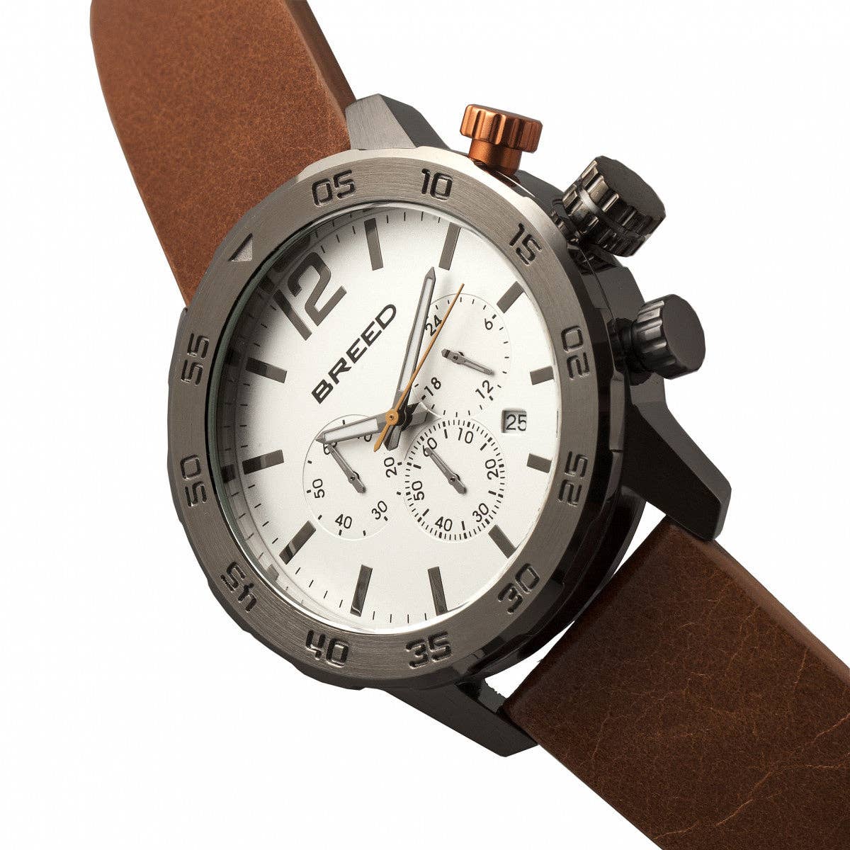 Breed Manuel Chronograph Leather-Band Watch with Date