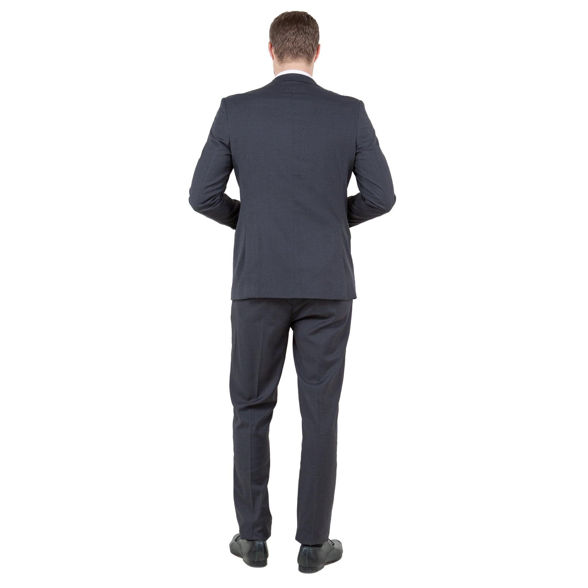 Dark Grey Men's Ultra Slim - Fit 3pc Suit w/ Expandable Waistband - Bundle Bus