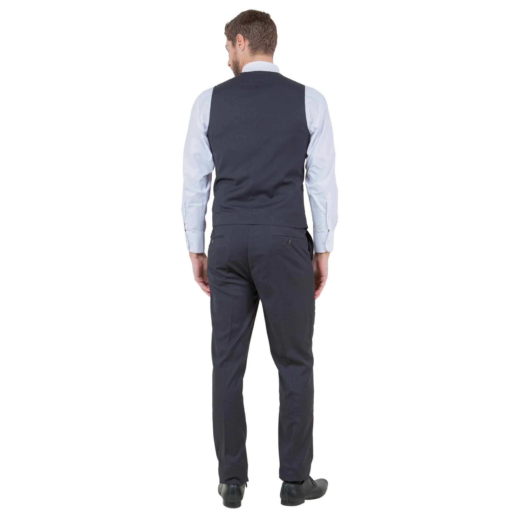 Dark Grey Men's Ultra Slim - Fit 3pc Suit w/ Expandable Waistband - Bundle Bus