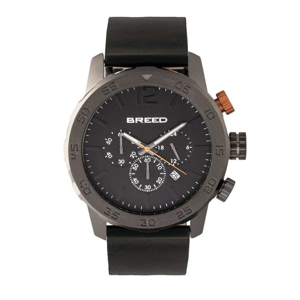 Breed Manuel Chronograph Leather-Band Watch with Date