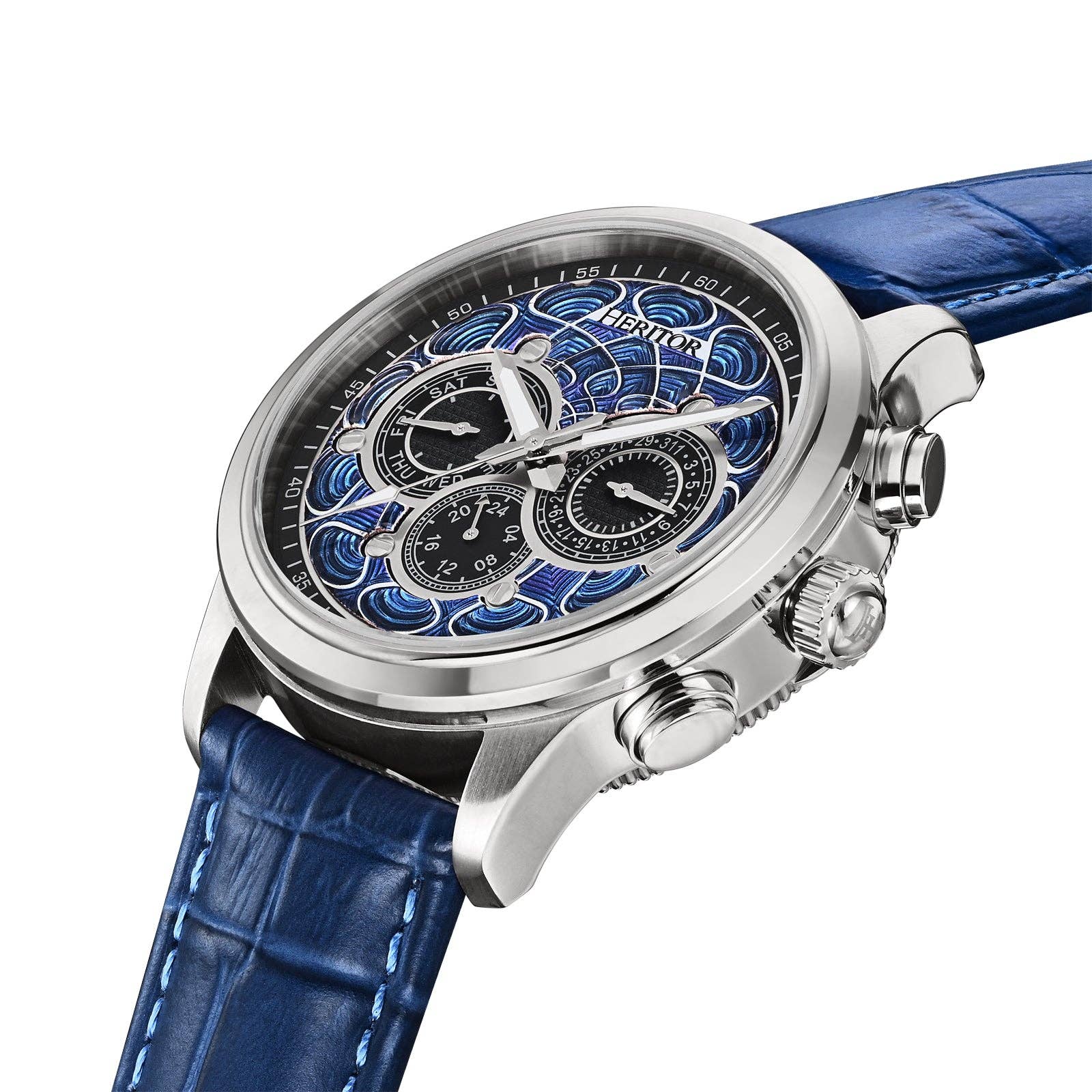 Heritor Automatic Apostle Leather Band Watch with Day/Date