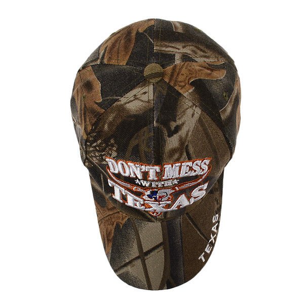 "Don't Mess With Texas" Camo 3D Embroidered Baseball Cap, Hat EBC10297 - Bundle Bus