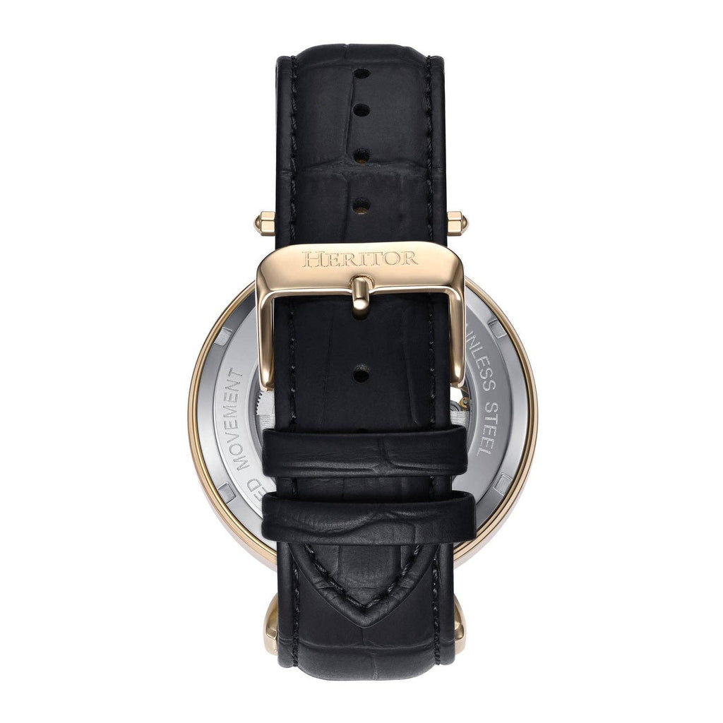 Heritor Automatic Lincoln Semi-Skeleton Leather-Band Watch