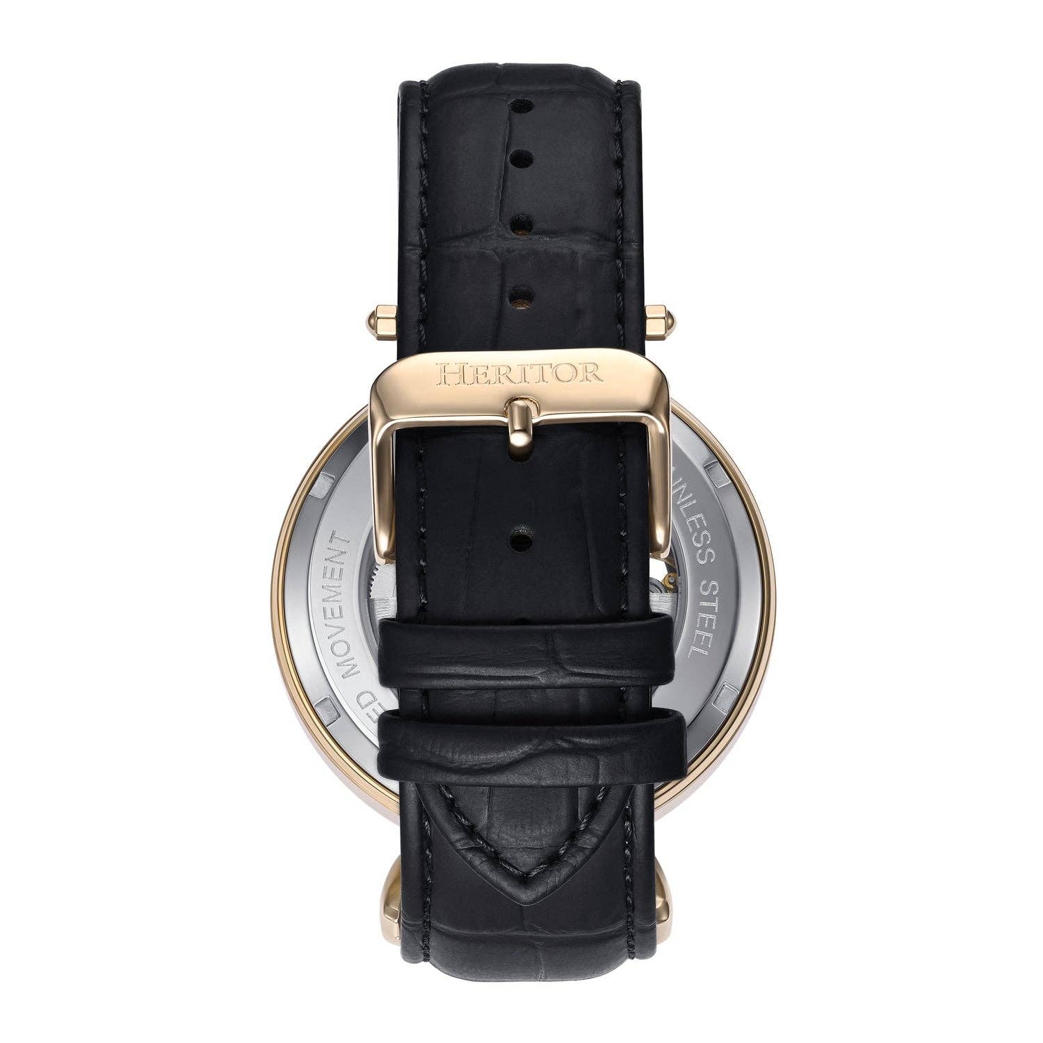 Heritor Automatic Lincoln Semi-Skeleton Leather-Band Watch