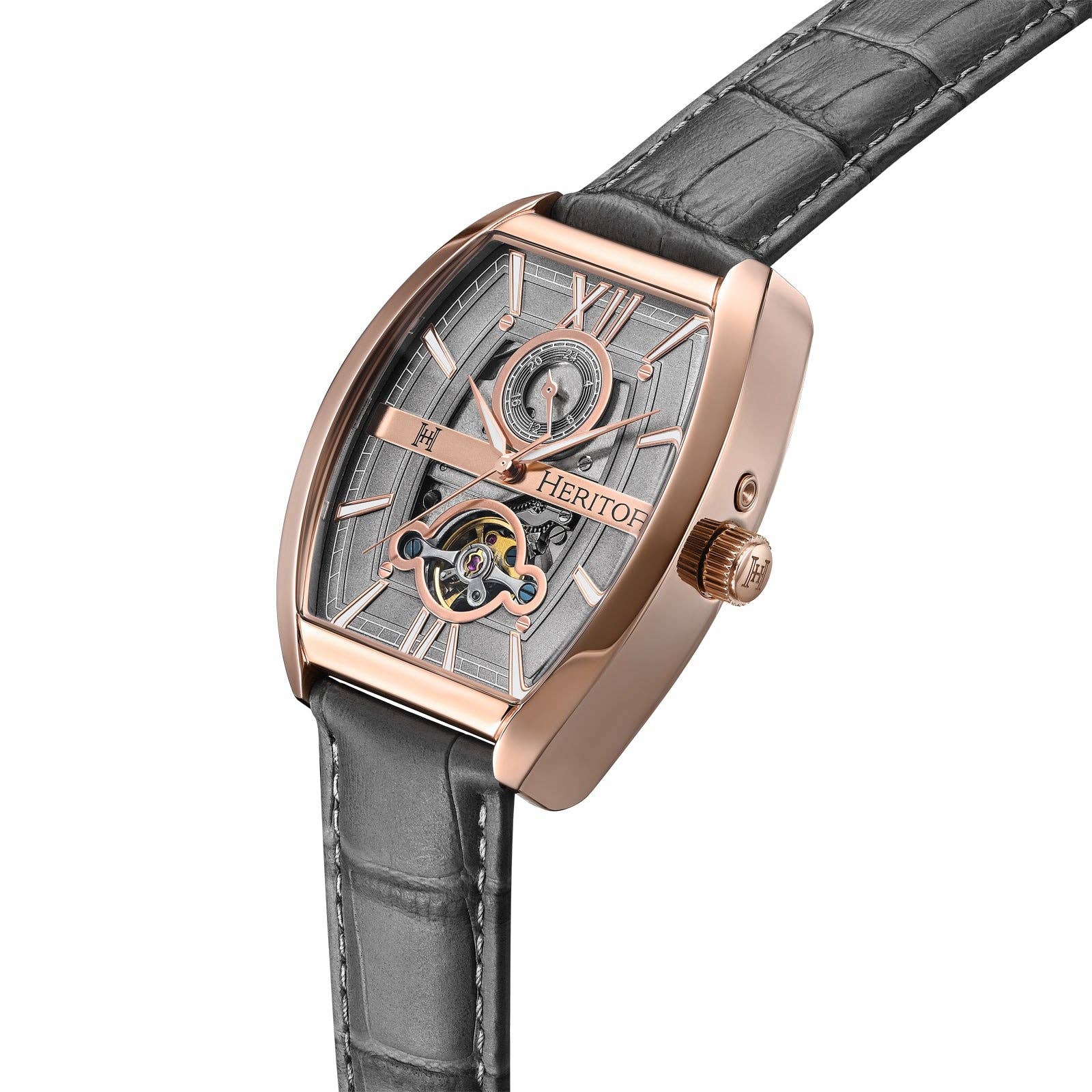 Heritor Automatic Masterson Semi-Skeleton Leather-Band Watch