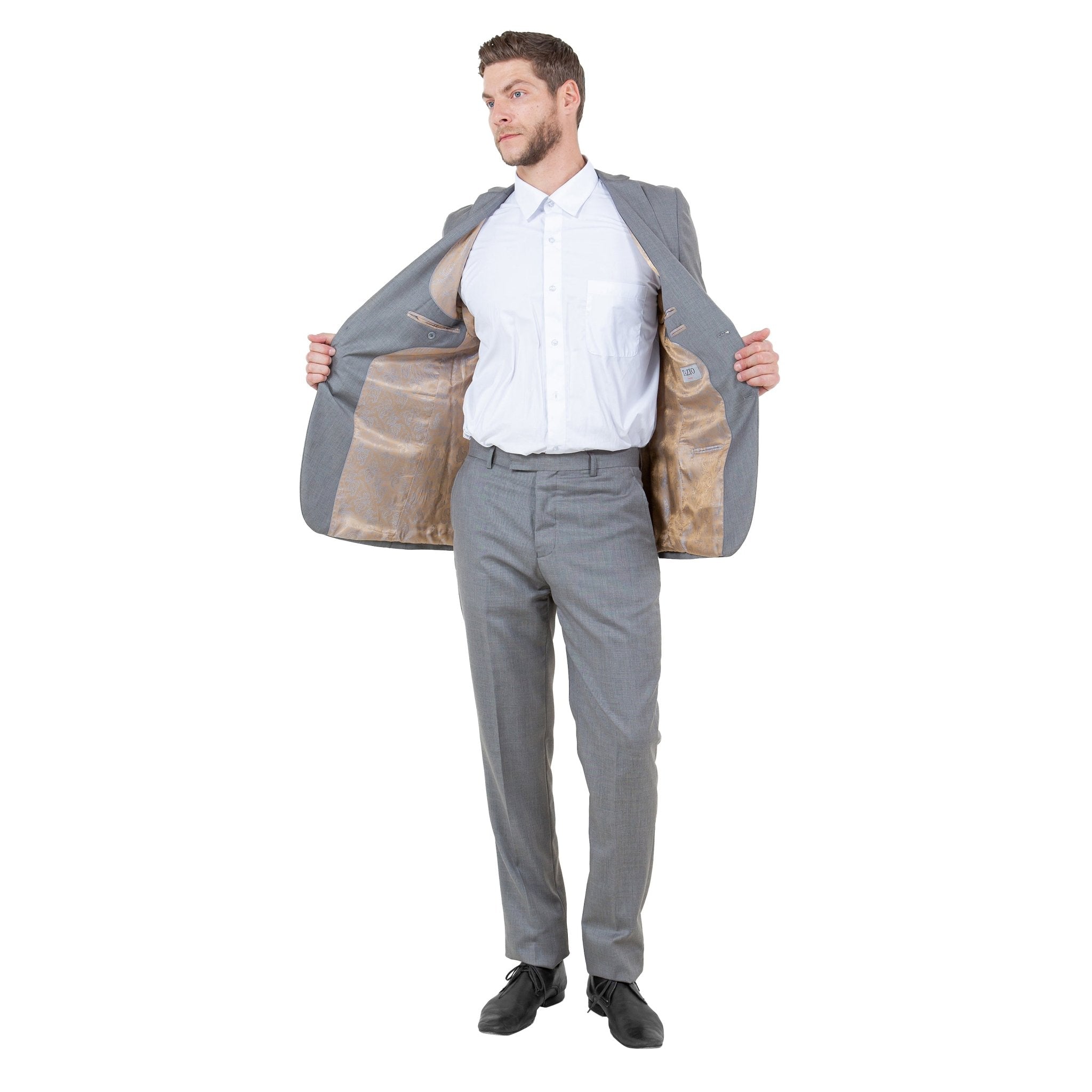 Earth Tan Men's 2pc Sharkskin Suit Slim - Fit - Bundle Bus