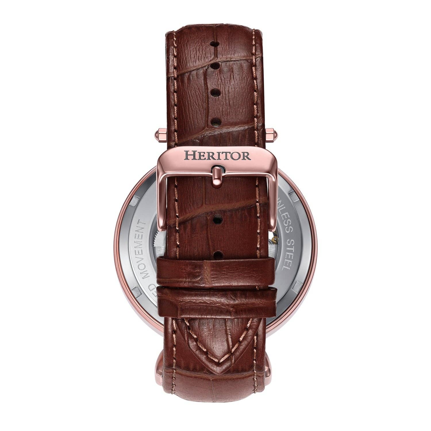 Heritor Automatic Lincoln Semi-Skeleton Leather-Band Watch