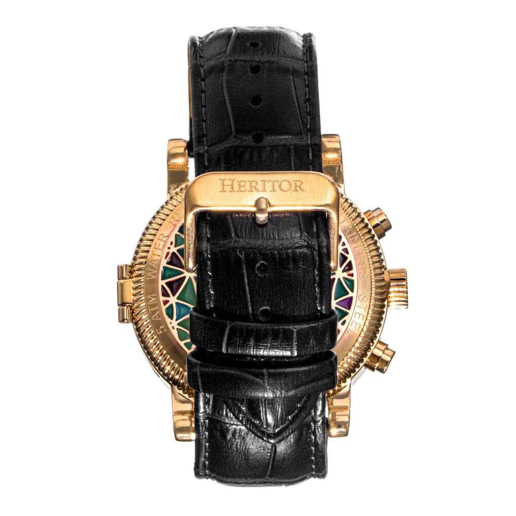 Heritor Automatic Legacy Leather-Band Watch with Day/Date