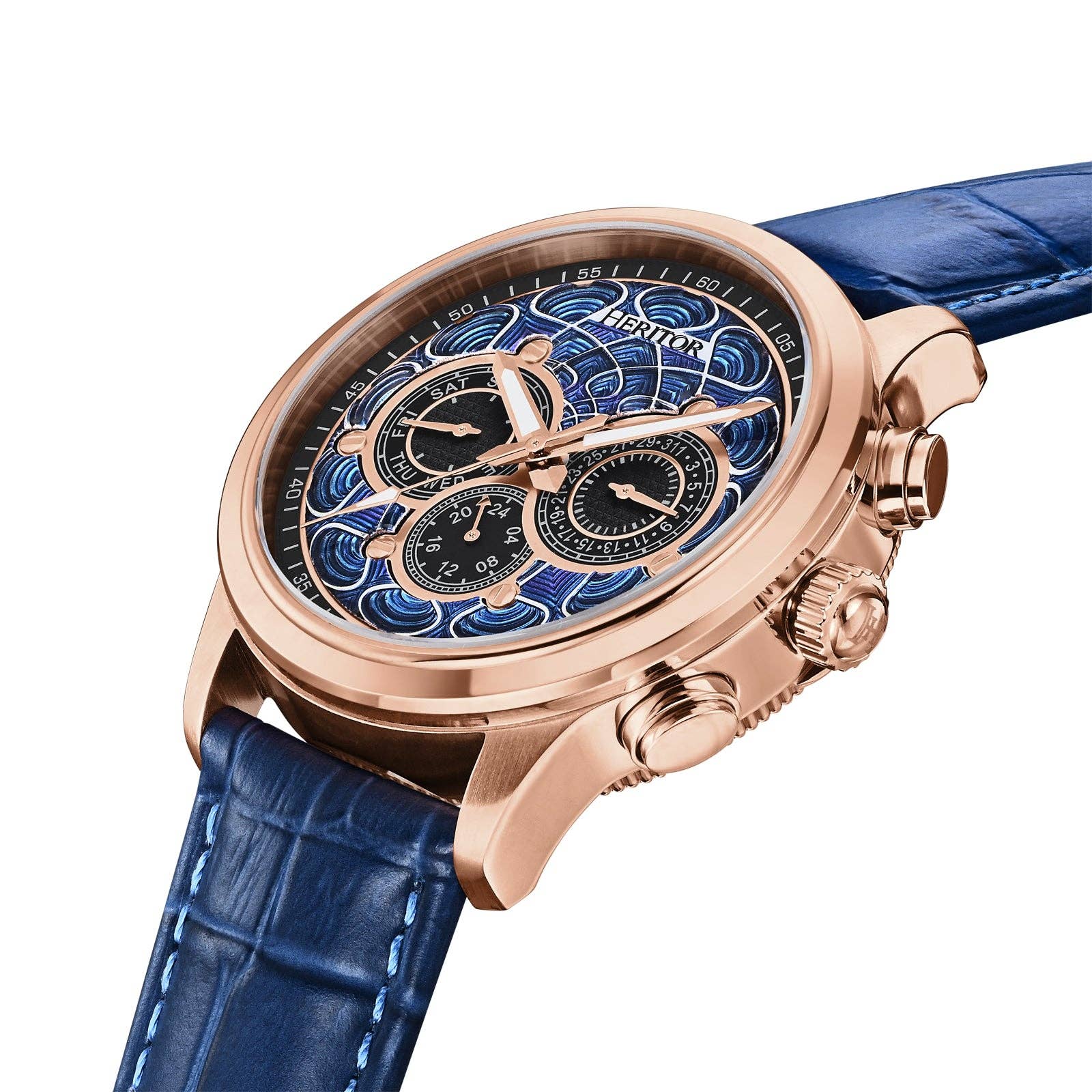 Heritor Automatic Apostle Leather Band Watch with Day/Date
