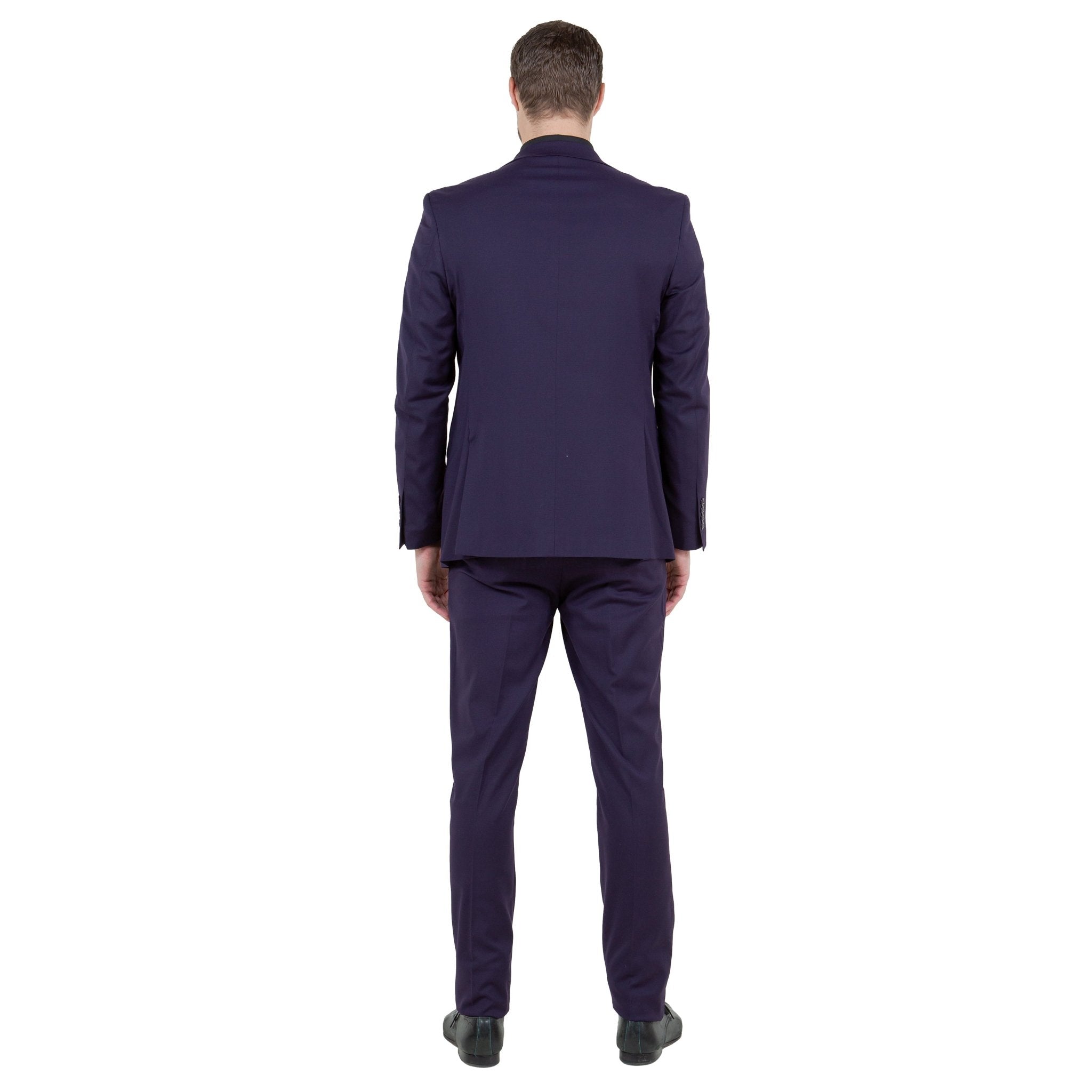 Eggplant Men's Ultra Slim - Fit 3pc Suit w/ Expandable Waistband - Bundle Bus