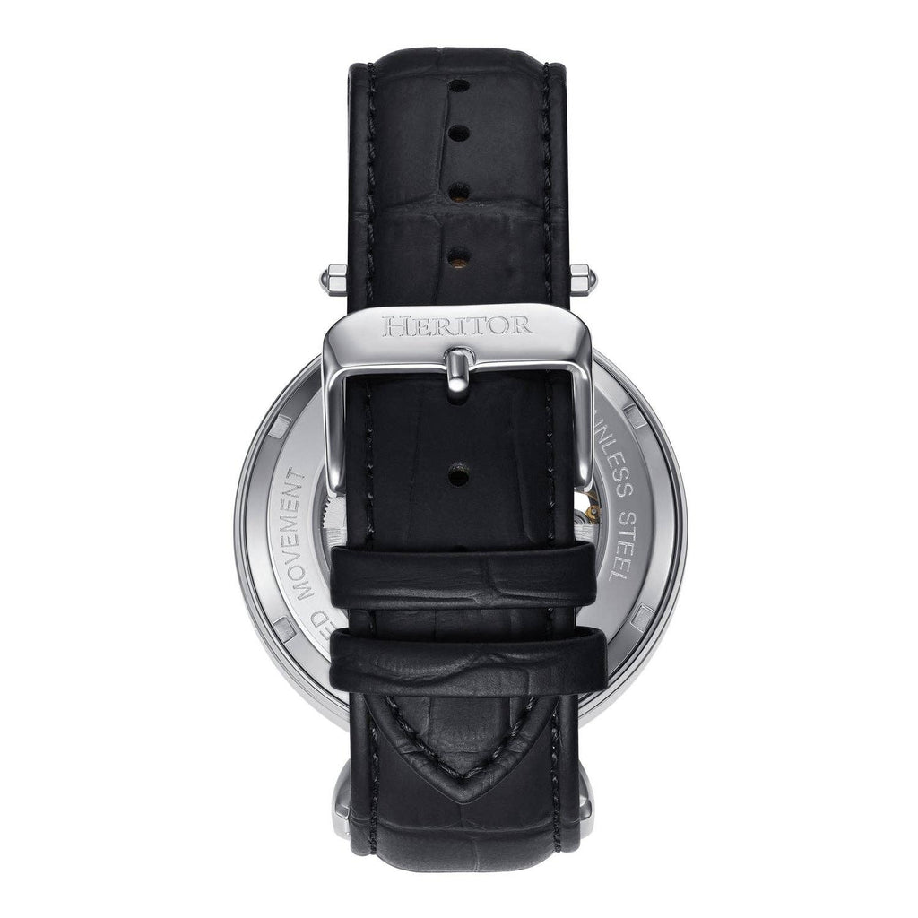 Heritor Automatic Lincoln Semi-Skeleton Leather-Band Watch
