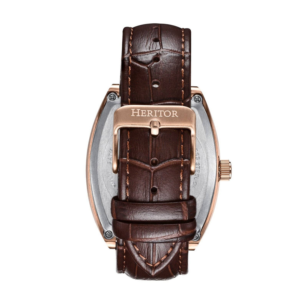 Heritor Automatic Masterson Semi-Skeleton Leather-Band Watch