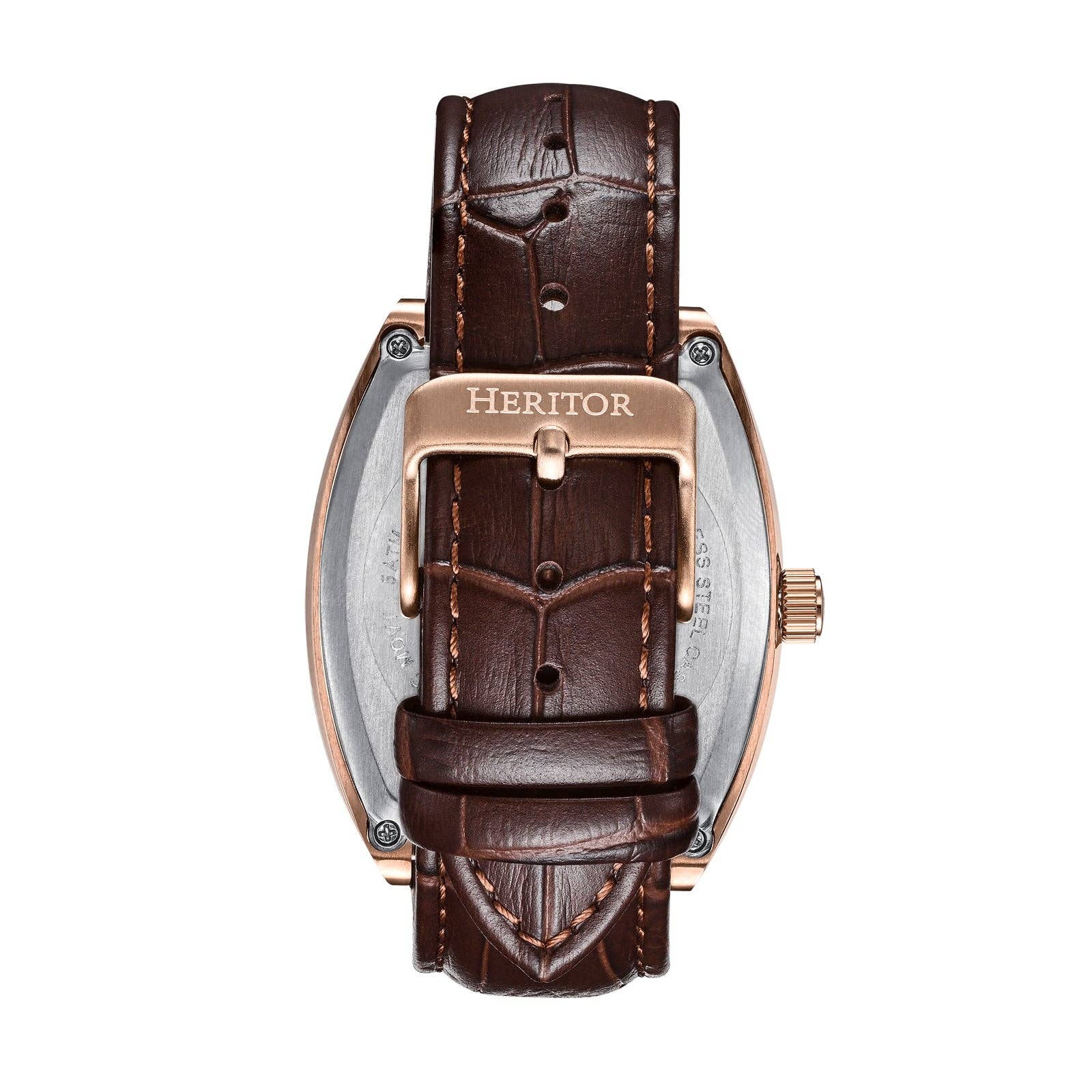 Heritor Automatic Masterson Semi-Skeleton Leather-Band Watch