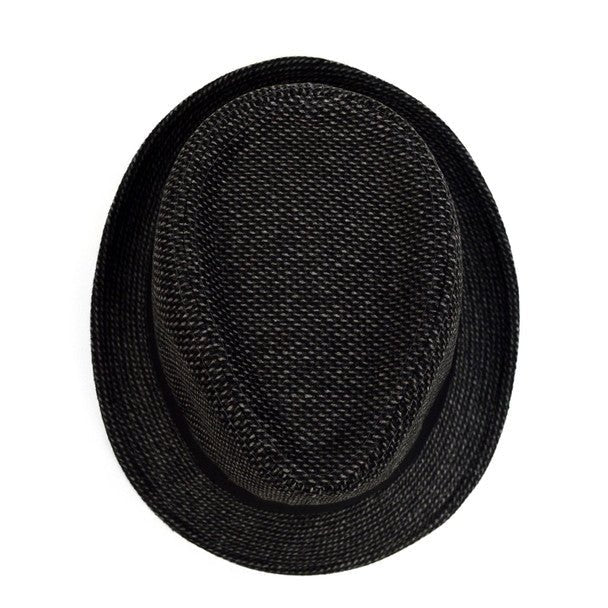 Fall/Winter Black Trilby Fedora Hat with Gray Dots & Black Band Trim - H1805260 - Bundle Bus