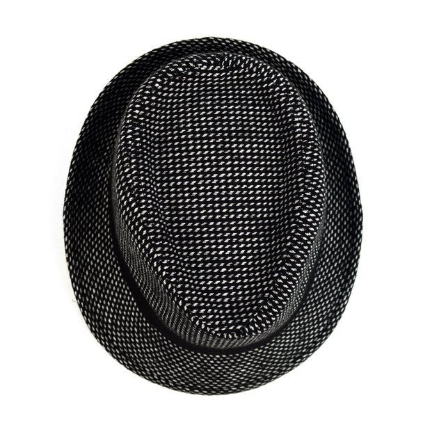 Fall/Winter Black Trilby Fedora Hat with White Dots & Black Band Trim - H1805259 - Bundle Bus