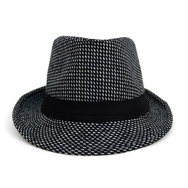 Fall/Winter Black Trilby Fedora Hat with White Dots & Black Band Trim - H1805259 - Bundle Bus