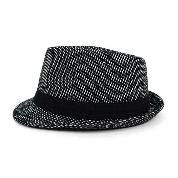 Fall/Winter Black Trilby Fedora Hat with White Dots & Black Band Trim - H1805259 - Bundle Bus