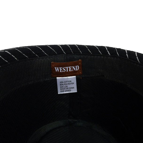 Fall/Winter Black Trilby Fedora Hat with White Pinstripes & Black Band Trim - H1805262 - Bundle Bus