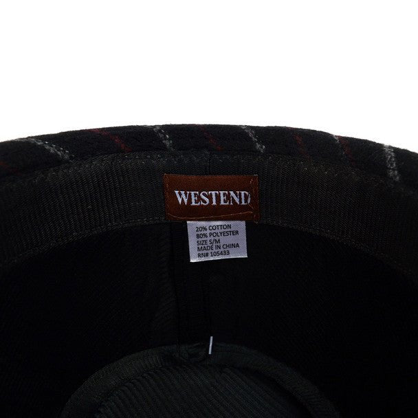 Fall/Winter Black Wool-Type Trilby Fedora Hat with Burgundy & Gray Stripes - H1805258 - Bundle Bus