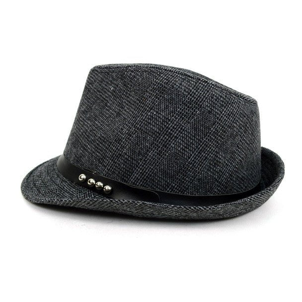 Fall/Winter Charcoal Trilby Fedora Hat with Black Leather Band - H1805024 - Bundle Bus