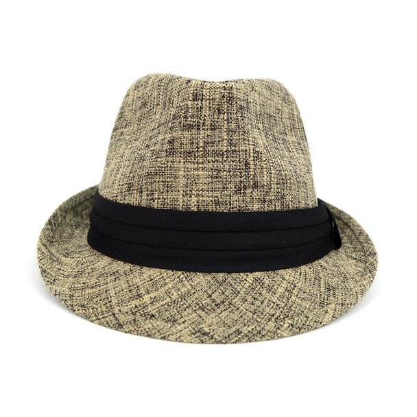 Fall/Winter Light Brown Trilby Fedora Hat with Black Band Trim - H1805023 - Bundle Bus