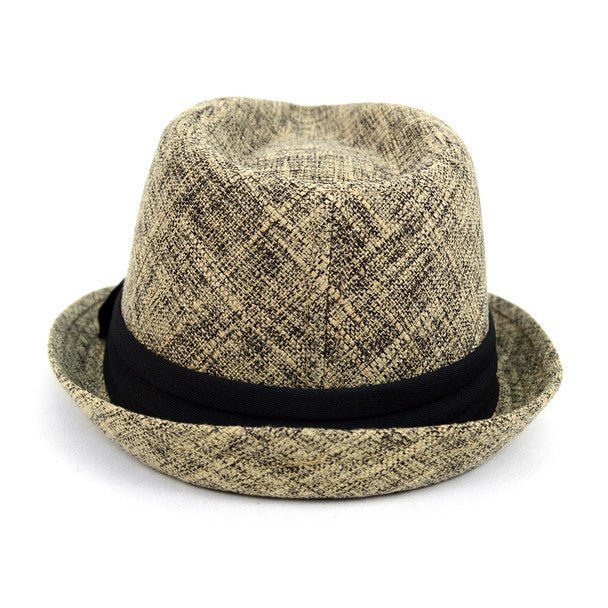 Fall/Winter Light Brown Trilby Fedora Hat with Black Band Trim - H1805023 - Bundle Bus