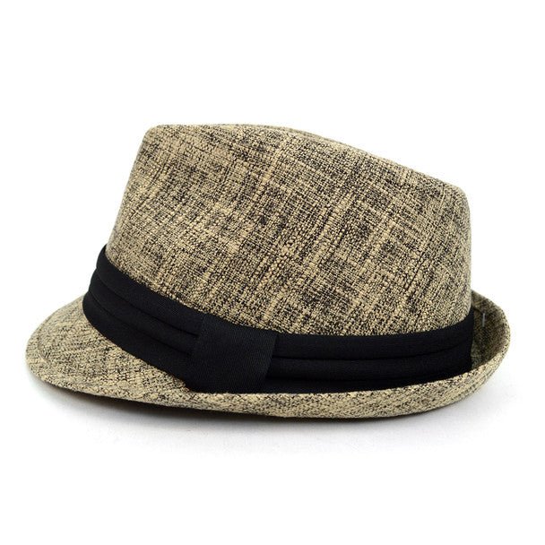 Fall/Winter Light Brown Trilby Fedora Hat with Black Band Trim - H1805023 - Bundle Bus
