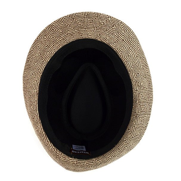 Fall/Winter Rhombus Geometric Trilby Fedora Hat with Black Band Trim - H1805025 - Bundle Bus