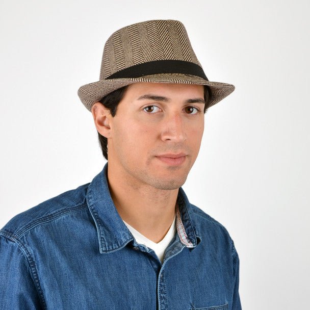 Fall/Winter Rhombus Geometric Trilby Fedora Hat with Black Band Trim - H1805025 - Bundle Bus