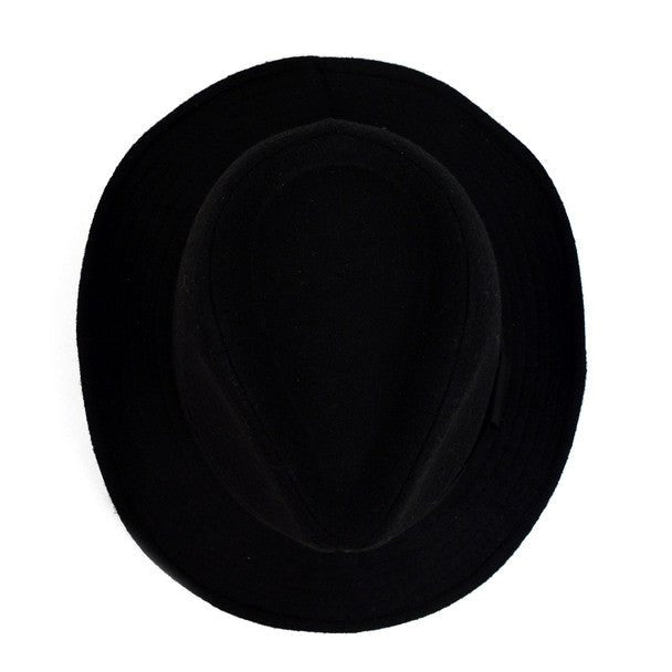 Fall/Winter Wide Brim Trilby Fedora Hat with Black Band Trim - H1805264 - Bundle Bus
