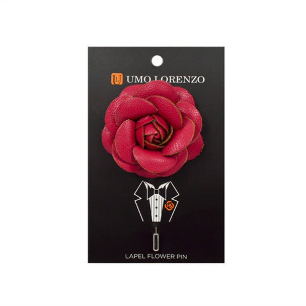 Faux Leather Poly Flower Lapel Pins - Bundle Bus
