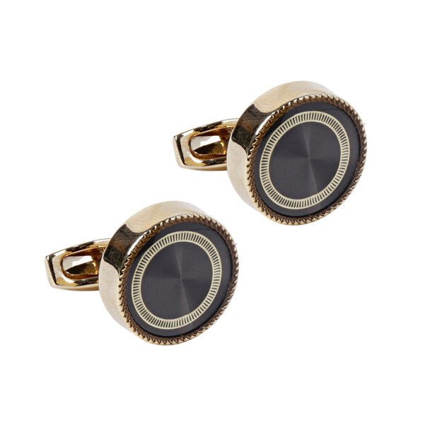 Gold and Gray Round Cufflinks- CL1810 - Bundle Bus
