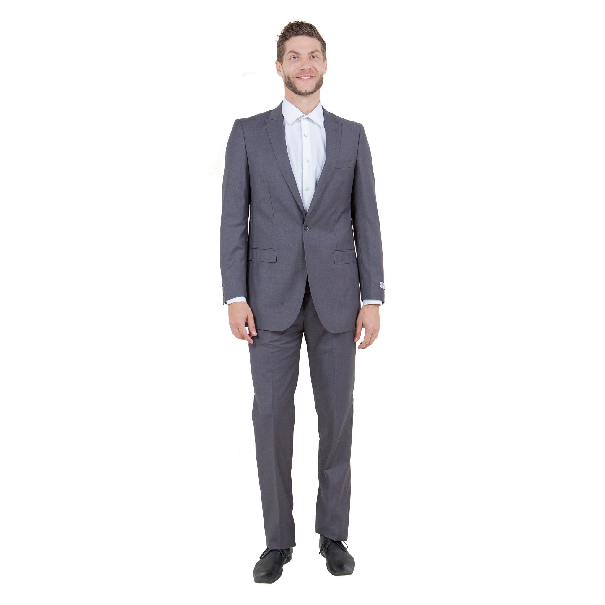 Gray Solid 2 - PC Slim Fit Performance Stretch Suits - Bundle Bus