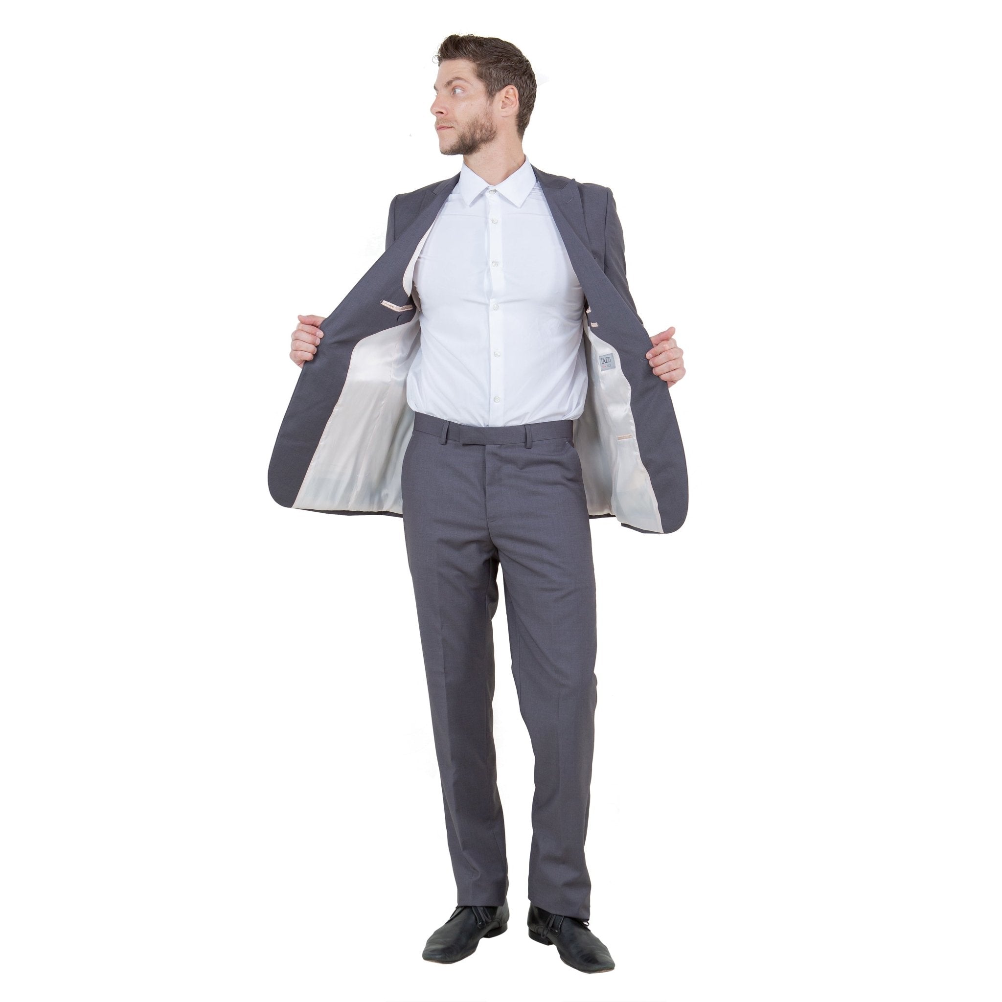 Gray Solid 2 - PC Slim Fit Performance Stretch Suits - Bundle Bus