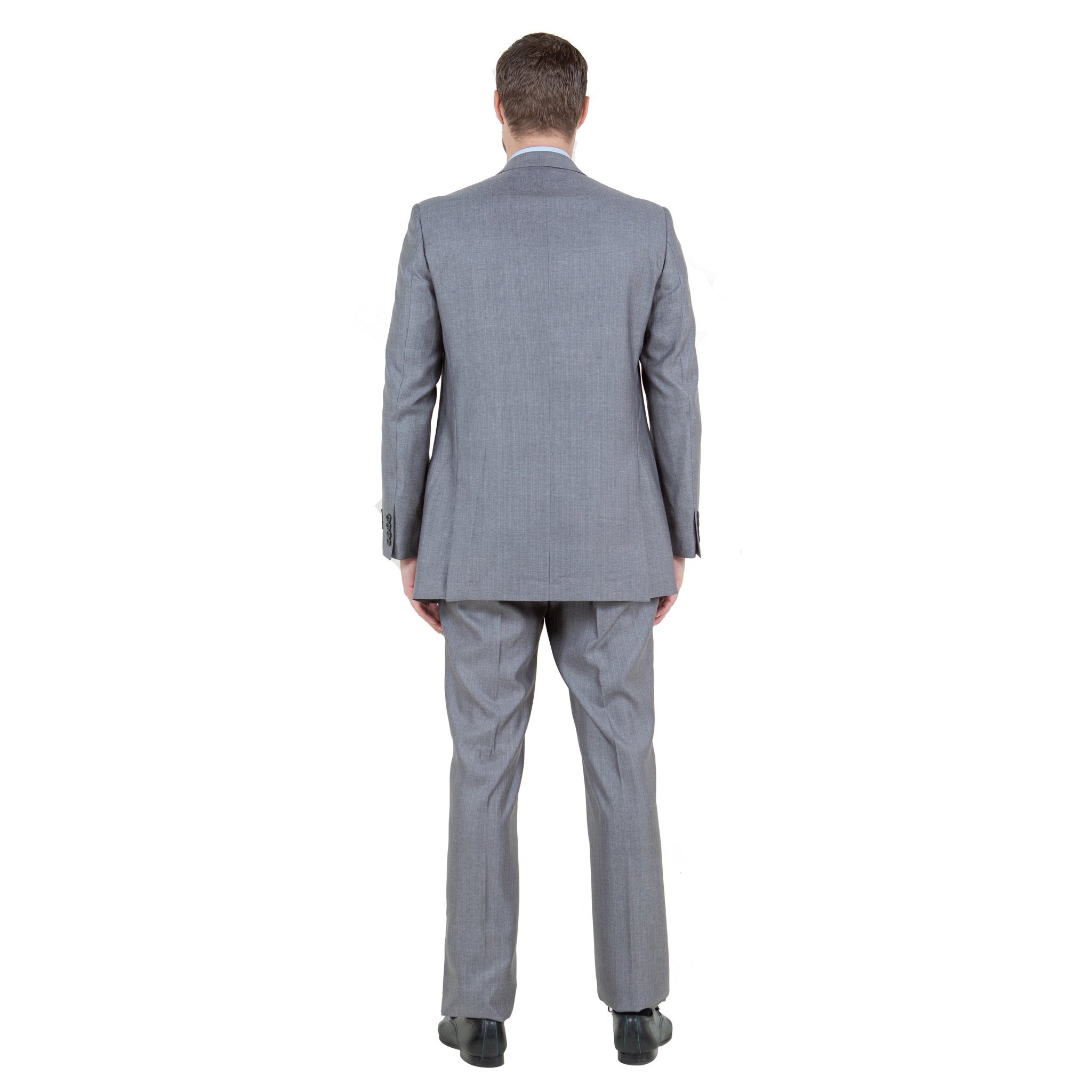 Gray Solid Shiny Sharkskin 3 - PC Regular Modern Fit Suits - Bundle Bus