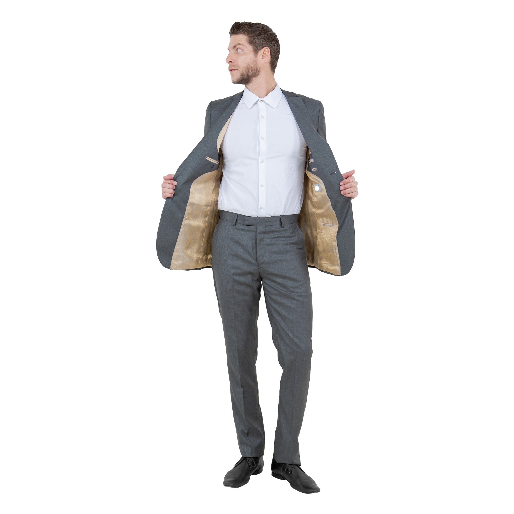 Green Slate Men's 2pc Sharkskin Suit Slim - Fit - Bundle Bus