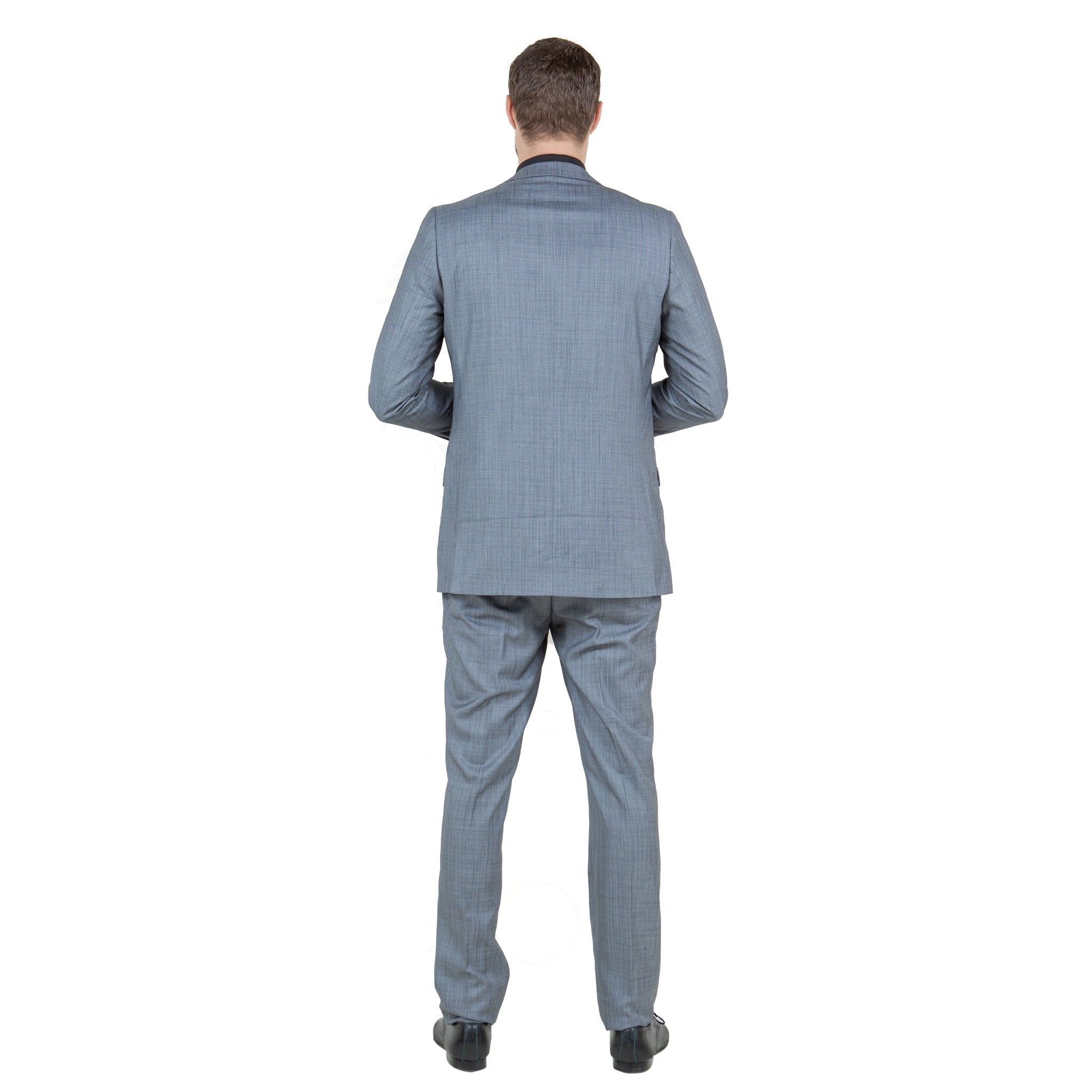 Grey Men's Slim - Fit 3 - Piece Sharkskin Suit - Bundle Bus