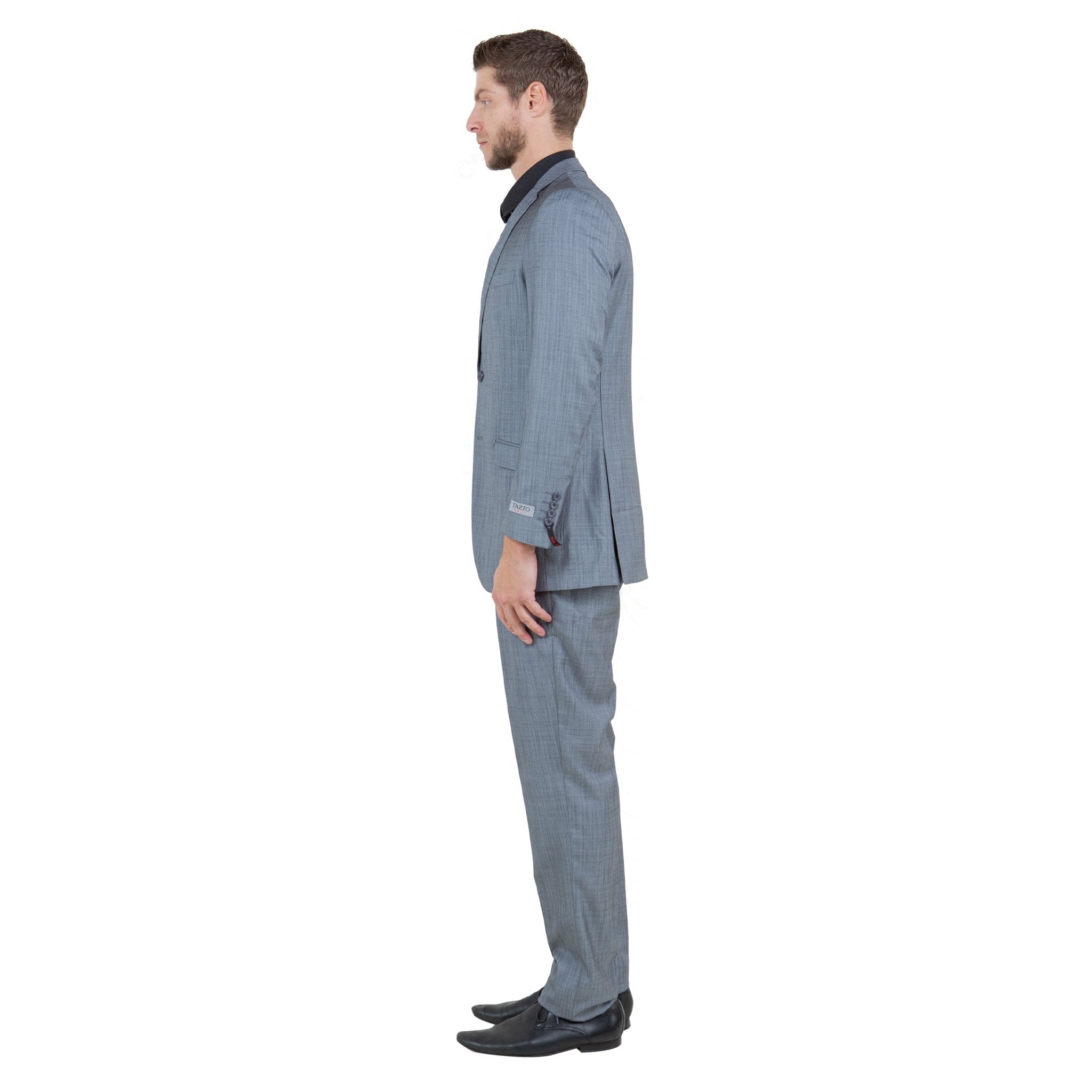 Grey Men's Slim - Fit 3 - Piece Sharkskin Suit - Bundle Bus