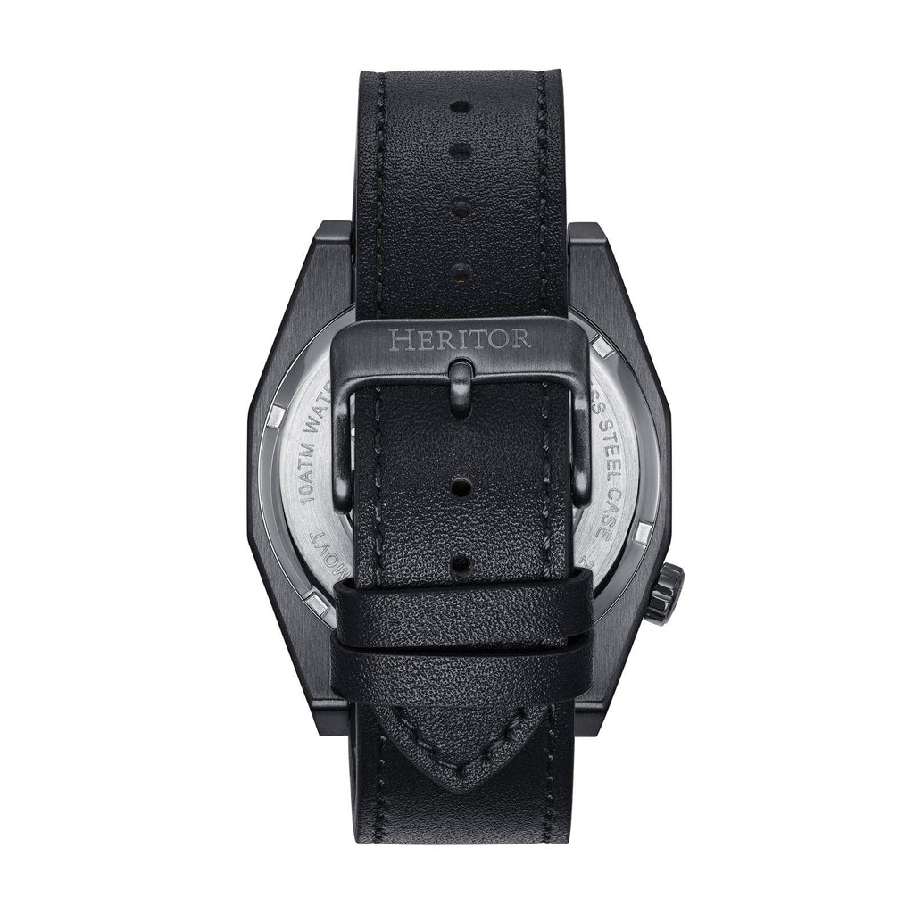 Heritor Automatic Amadeus Semi - Skeleton Leather - Band Watch - Bundle Bus