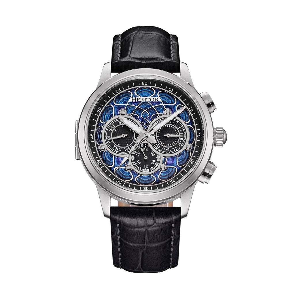Heritor Automatic Apostle Leather Band Watch with Day/Date - Bundle Bus