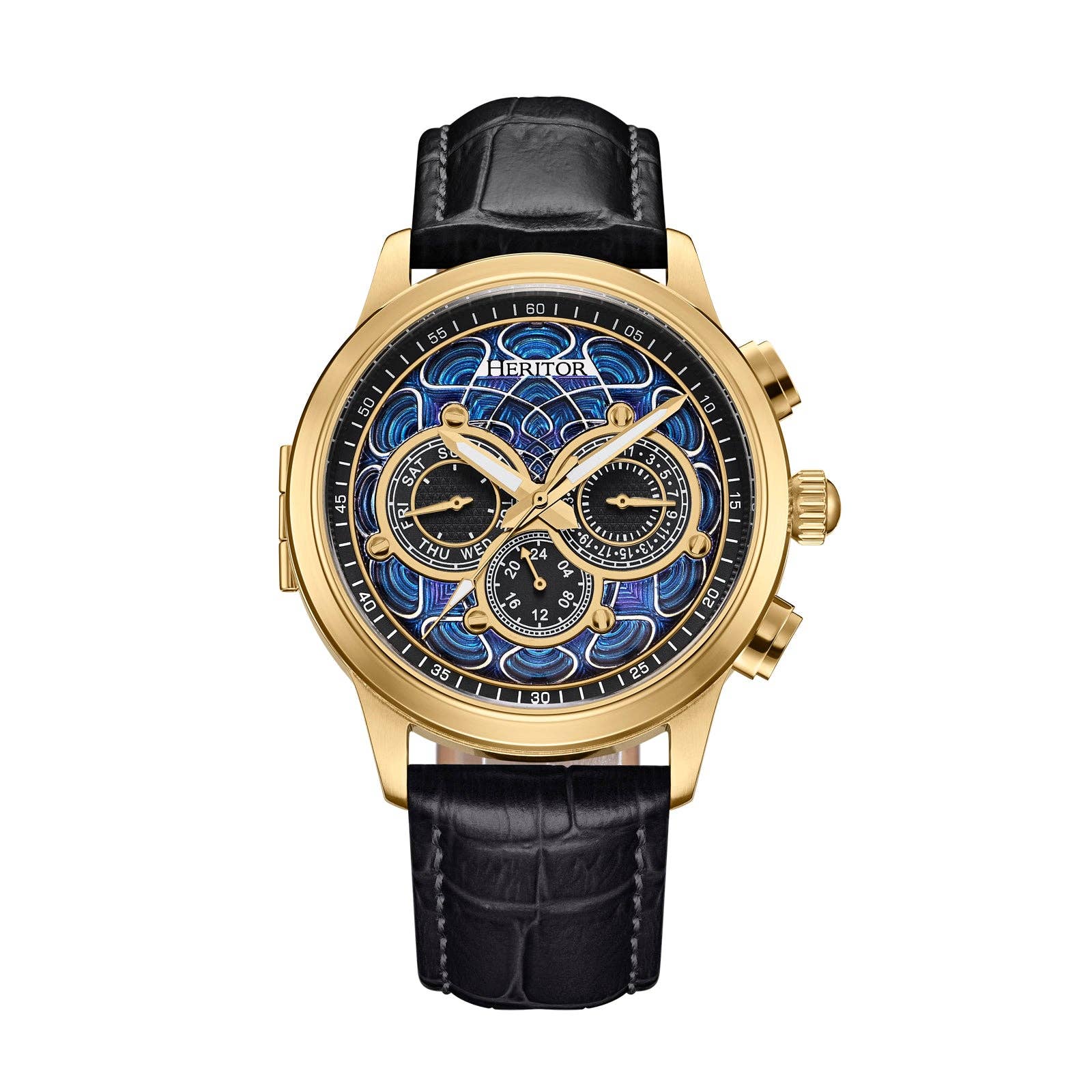 Heritor Automatic Apostle Leather Band Watch with Day/Date - Bundle Bus
