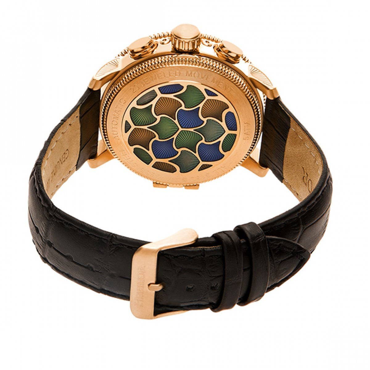 Heritor Automatic Aura Semi - Skeleton Leather - Band Watch - Bundle Bus