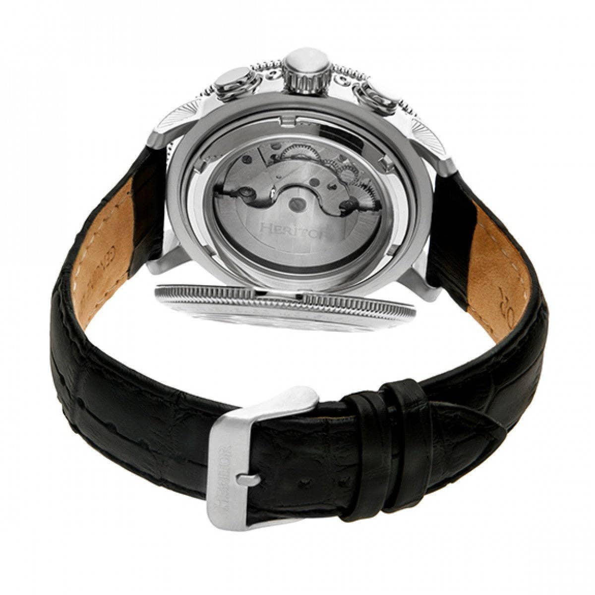 Heritor Automatic Aura Semi - Skeleton Leather - Band Watch - Bundle Bus