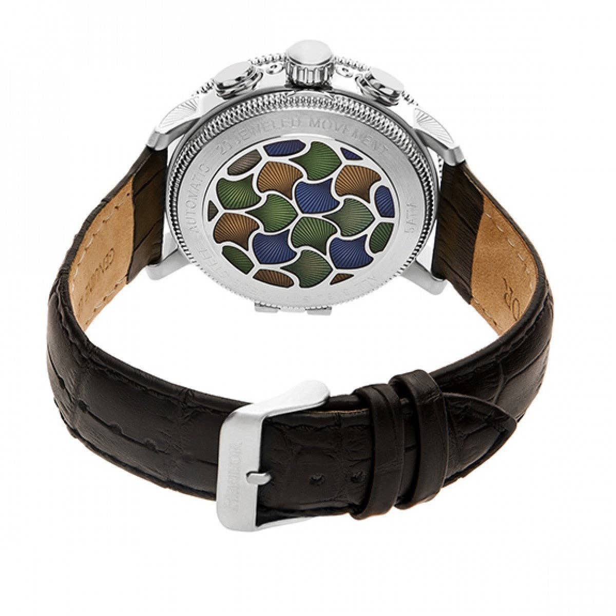 Heritor Automatic Aura Semi - Skeleton Leather - Band Watch - Bundle Bus
