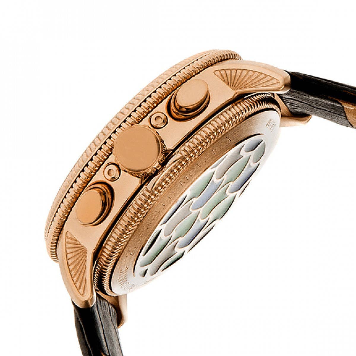 Heritor Automatic Aura Semi - Skeleton Leather - Band Watch - Bundle Bus
