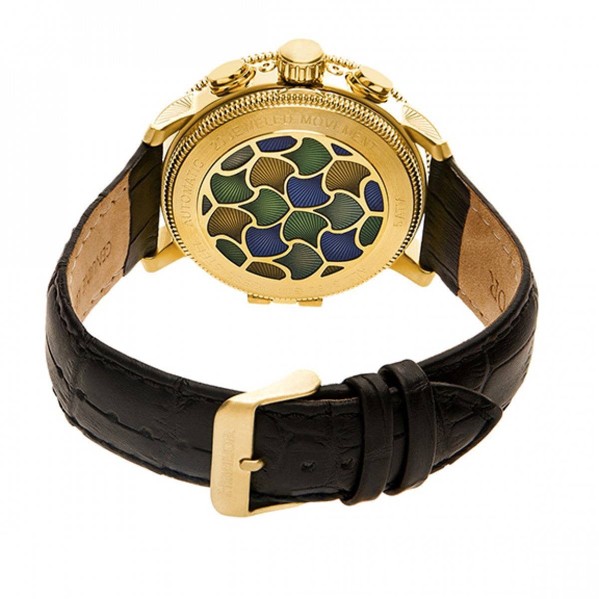 Heritor Automatic Aura Semi - Skeleton Leather - Band Watch - Bundle Bus