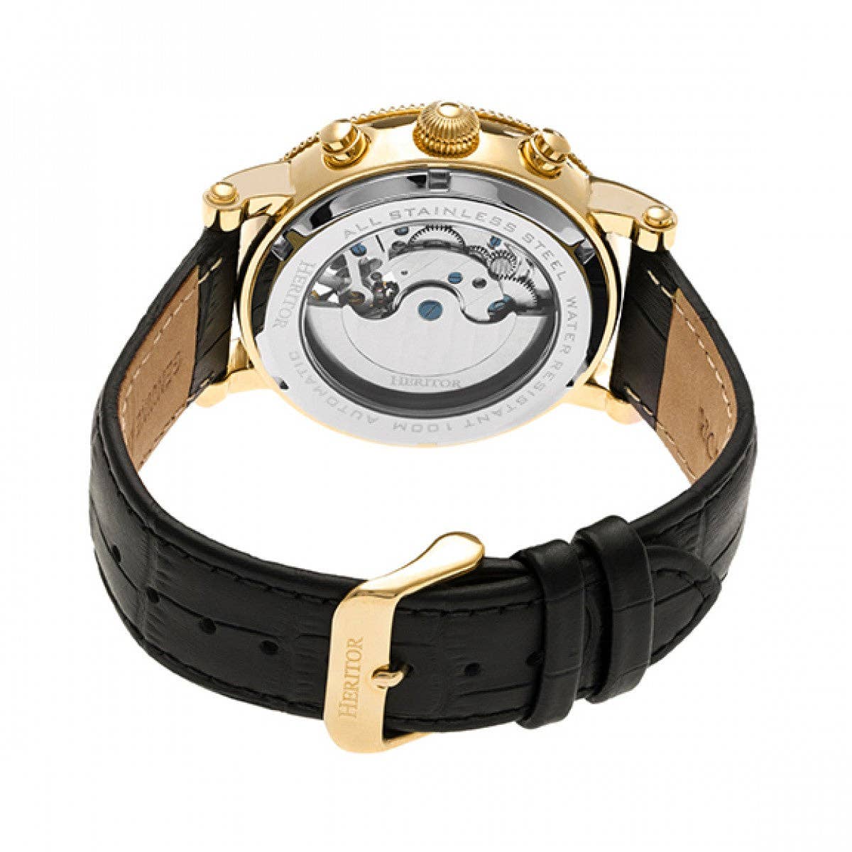 Heritor Automatic Winston Semi - Skeleton Leather - Band Watch - Bundle Bus